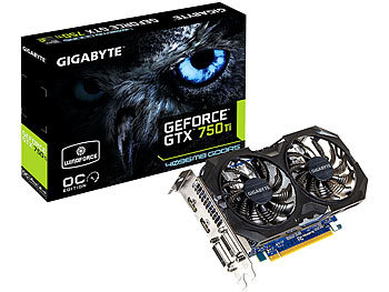 Gigabyte Grafikkarte Gigabyte GeForce GTX 750 Ti WF2OC, 4 GB GDDR5, PCI-E 3.0