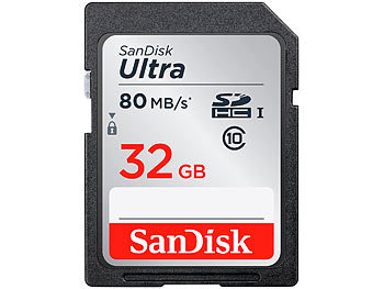 SanDisk 32GB Ultra SDHC Class 10, UHS U1, 80MB/s