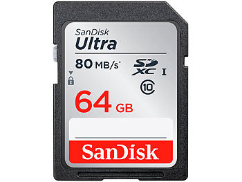 SanDisk 64 GB Ultra GB SDXC-Speicherkarte, Class 10, 80 MB/s, UHS U1
