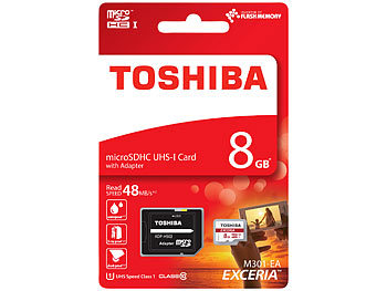 Toshiba Exceria microSDHC-Speicherkarte 8 GB, Class 10, UHS-I