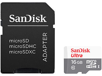 SanDisk Ultra microSDHC-Speicherkarte 16GB, 48 MB/s, Class 10 UHS-I
