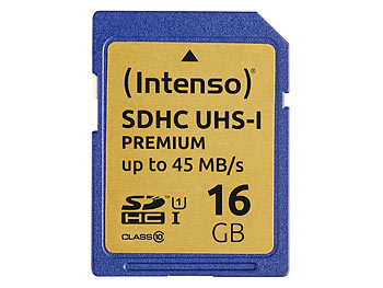 UHS Class U1 SD-Karte: Intenso Premium SDHC-Speicherkarte 16 GB, UHS-I, Class 10 / U1
