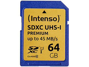 Flash-Speicher-Karten: Intenso Premium SDXC-Speicherkarte 64 GB, UHS-I, Class 10 / U1