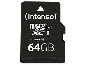 microSD Speicherkarten: Intenso microSDXC-Speicherkarte UHS-I Premium 64 GB, bis 90 MB/s, Class 10/U1