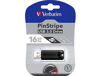 Verbatim PinStripe USB-3.0-Stick mit 16 GB, schwarz