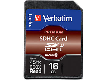 Verbatim Premium SDHC-Speicherkarte mit 16 GB, Class 10, UHS Class 1