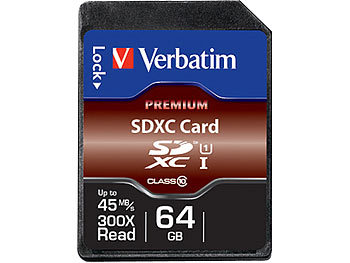 Verbatim Premium SDXC-Speicherkarte mit 64 GB, Class 10, UHS Class U1