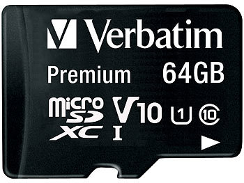 Verbatim Premium microSDXC-Speicherkarte 64 GB, 90 MB/s, Class 10, U1