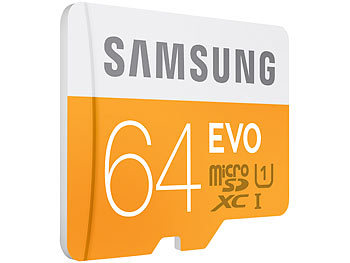 Samsung microSDXC 64 GB EVO mit SD-Adapter, UHS-I, U1, Class 10