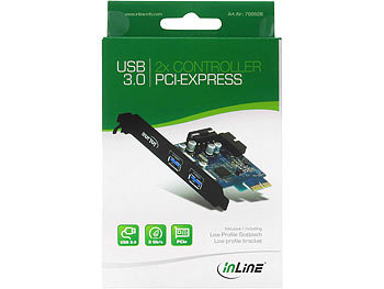 inLine USB-3.0-Controller PCIe, Low-Profile-Slotblech, 2x USB 3.0, bis 5 Gbit