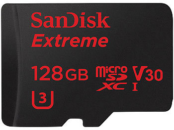 SanDisk Extreme microSDXC-Speicherkarte, 128 GB, 90 MB/s, U3 / V30, SD-Adapter