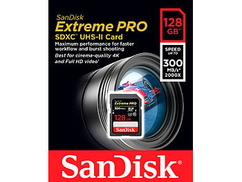 SanDisk Extreme Pro SDXC-Speicherkarte, 128 GB, 300 MB/s, UHS-II