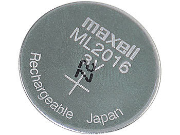 CR 2016: Maxell ML2016 wiederaufladbare Li-Ion-Knopfzelle, 3 V, 25 mAh