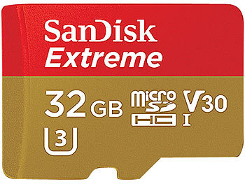 SanDisk Extreme microSDHC-Karte, 32 GB, für Action- & Sport-Cams, UHS-I, U3