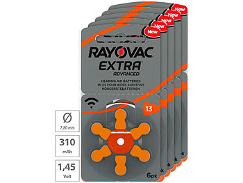 Höhrgeräte Batterien: RAYOVAC Hörgeräte-Batterien 13 Extra Advanced 1,45V 310 mAh , 5x 6er Sparpack