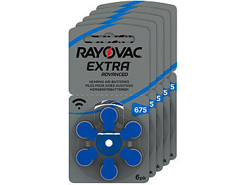 RAYOVAC Hörgeräte-Batterien 675 Extra Advanced 1,45V 640 mAh, 5x 6er Sparpack