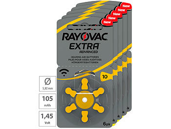 Knopfzellen: RAYOVAC Hörgeräte-Batterien 10 Extra Advanced 1,45V 105 mAh, 5x 6er Sparpack