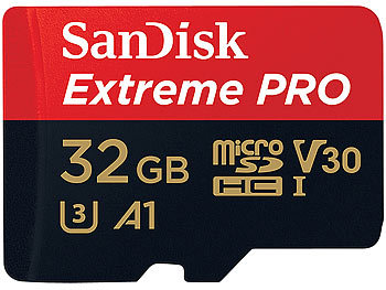 SanDisk Extreme Pro microSDHC 32GB, 100MB/s, U3 / V30, A1,  Adapter, RescuePRO
