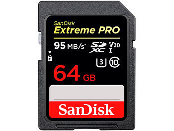 SanDisk Extreme PRO SDXC-Speicherkarte, 64 GB, UHS Class 3 (U3), 95 MB/s