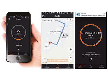 Lescars 2in1-Car-Finder & Lightning-Ladekabel für iPhone, Bluetooth, App, MFi