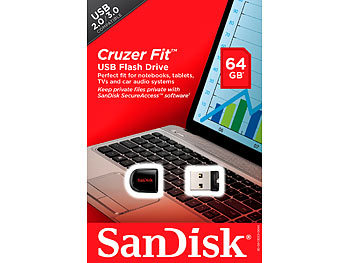 SanDisk Cruzer Fit USB-2.0-Flash-Laufwerk, 64 GB