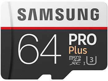 Samsung microSD 64 GB PRO+ mit SD-Adapter, UHS-I  U3 / Class 10