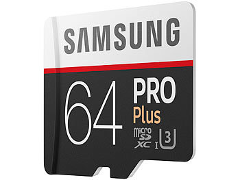 Samsung microSD 64 GB PRO+ mit SD-Adapter, UHS-I  U3 / Class 10