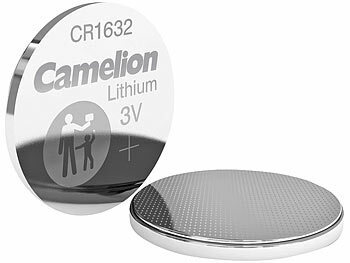 Camelion Lithium-Knopfzelle CR1632 mit 3 Volt und 120 mAh, im 5er-Blister