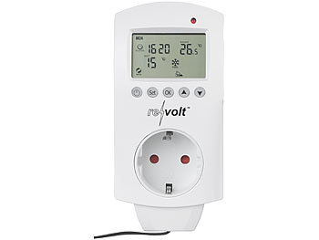revolt Digitales Steckdosen-Thermostat für Heiz- & Klimageräte, Sensorkabel