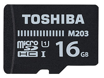 microSD: Toshiba microSDHC-Speicherkarte M203 16 GB Class 10 UHS-I inkl. SD-Adapter