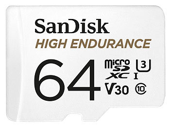 SanDisk High Endurance microSD-Karte mit SD-Adapter, 64 GB, Class 10, U3, V30
