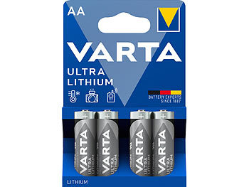 Lithium-Batterie AA 1,5V: Varta Ultra Lithium-Batterie, Typ AA / Mignon / R6, 1,5 Volt, 4er-Set