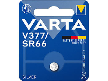 Knopfbatterien: Varta Electronics SilverOxide-Knopfzelle, Typ 377 / SR66, 21 mAh, 1,55 Volt