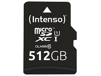 Memory-Cards: Intenso microSDXC-Speicherkarte UHS-I Premium 512 GB, bis 90 MB/s, Class 10/U1