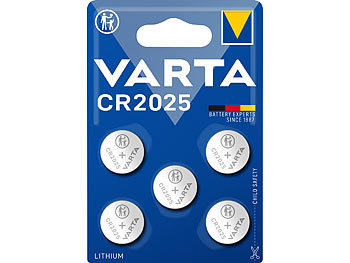 Knopfzellen CR 2025: Varta Electronics Lithium Knopfzelle, CR2025, 3 Volt, 160 mAh (5er-Pack)