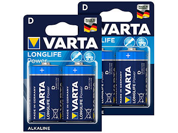 Batterie LR 20: Varta Longlife Power Alkaline-Batterie, Typ Mono / D / LR20, 1,5 V, 4er-Set