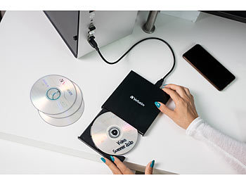 Verbatim Externer DVD-Brenner, M-Disc-kompatibel, USB 2.0, Slimline, schwarz