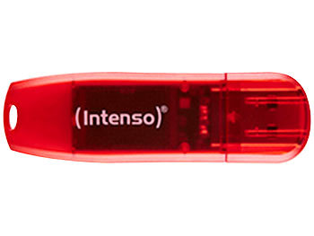 USB Stick Pens: Intenso 128 GB USB-2.0-Speicherstick Rainbow Line, transparent-rot