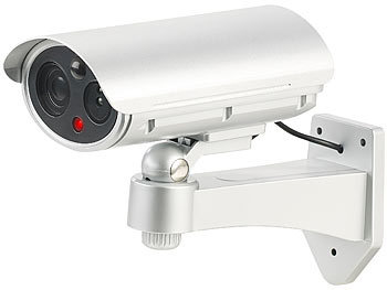 VisorTech 2er-Set Überwachungskamera-Attrappen, Bewegungsmelder, Alarm-Funktion