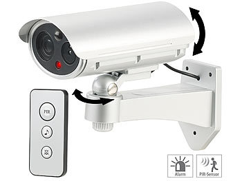 Dummy Kamera: VisorTech Überwachungskamera-Attrappe, Bewegungsmelder, Alarm-Funktion, 85 dB