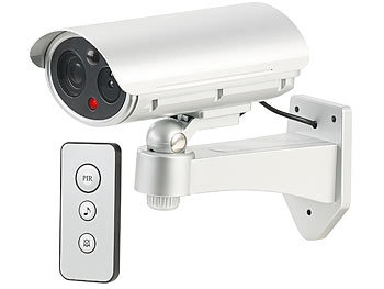 VisorTech 4er-Set Überwachungskamera-Attrappen, Bewegungsmelder, Alarm-Funktion