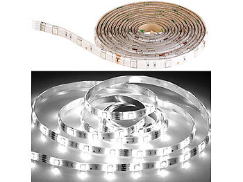 LED-Streifen-Sets: Luminea LED-Streifen-Erweiterung LAK-206, 2 m, 600 Lumen, tageslichtweiß, IP44