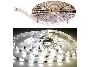 Alexa-LED-Strips: Luminea LED-Streifen-Erweiterung LAT-530, 5 m, 800 Lumen, warm/kaltweiß, IP44