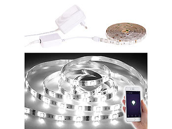 Smarthome-LED-Strips: Luminea WLAN-LED-Streifen, weiß, 2 m, Amazon Alexa & Google Assistant komp.