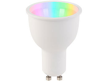 Luminea Home Control WLAN-LED-Lampe, komp. mit Amazon Alexa & Google Assistant, GU10, RGB+W