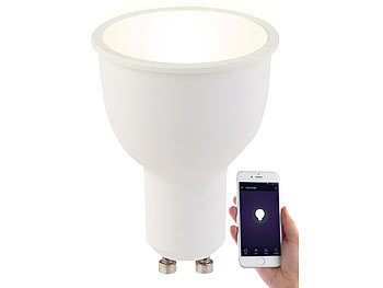 WLAN LED Spots: Luminea Home Control WLAN-LED-Lampe, Amazon Alexa & Google Assistant komp., GU10, warmweiß
