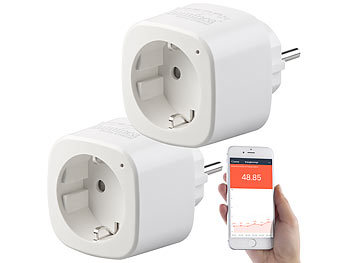 Energiemessgerät WLAN: Luminea Home Control 2er-Set WLAN-Steckdosen, Amazon Alexa & Google Assistant komp., 16 A