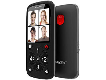 simvalley 5-Tasten-Senioren- & Kinder-Handy mit Garantruf Premium, LED und Radio