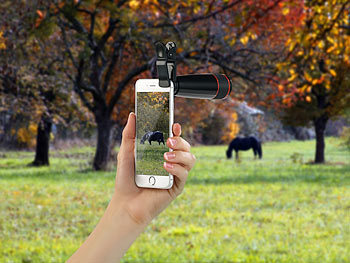 Somikon Smartphone-Vorsatz-Tele-Objektiv mit 12-fach optischer Vergrößerung