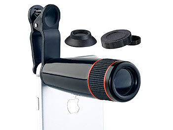 Handy Objektiv: Somikon Smartphone-Vorsatz-Tele-Objektiv mit 12-fach optischer Vergrößerung